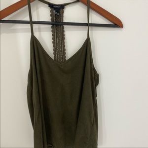 Forever 21 Velvet Dark Green T Back Top